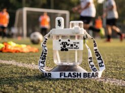 Flash Bear Vattenflaska med Två Fack och Bärrem – Söt Vattenflaska med Sugrör och Sprayfunktion
