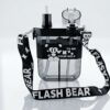 Flash Bear Vattenflaska med Två Fack och Bärrem i Svart – Söt Vattenflaska med Sugrör och Sprayfunktion - Bild 3