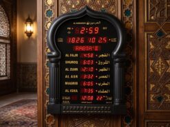 Al-Harameen Digital Azan-Klocka i Svart – Stor Bönklocka för Vägg (48 cm)