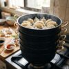 Kismet Ångkokningsgryta & Mantugryta i Svart Granit (6 Delar) – Ångkokningsset för Mantu, Dumplings & Grönsaker - Bild 2