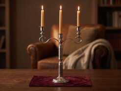 Elegant Klassisk Kandelaber i Silverfinish (39 cm) – Trearmad Ljusstake