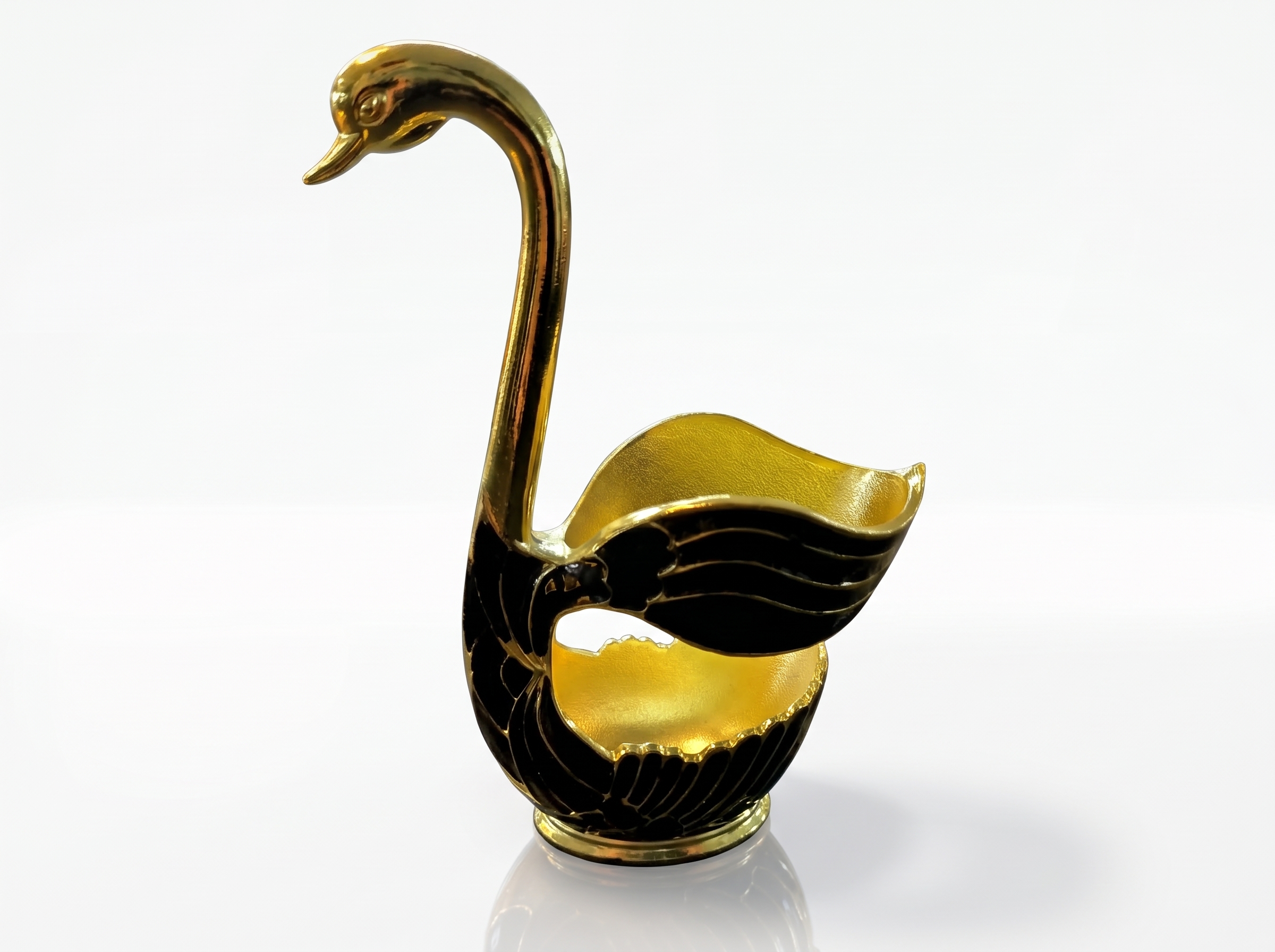 Luxe Ornament Svan-hållare med Dessertskedar (7 Delar) – Svart & Guld - Bild 3