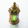Orientalisk LED-Lykta för Ramadan med Färgat Glas & Musik (25 cm) – Guldpläterad Bordslykta - Bild 3