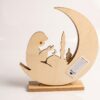 Ramadan Bordsdekoration med LED-belysning & Moské (26 cm) – Halvmåne i Trä & Spegelguld - Bild 4
