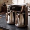 RAF Dubbel Elektrisk Turkisk Kaffebryggare (1200W, 2 Kannor) – Automatisk Kaffemaskin med Digital Temperaturvisning