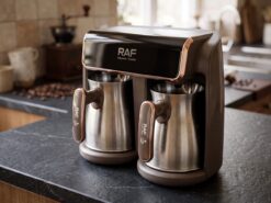 RAF Dubbel Elektrisk Turkisk Kaffebryggare (1200W, 2 Kannor) – Automatisk Kaffemaskin med Digital Temperaturvisning