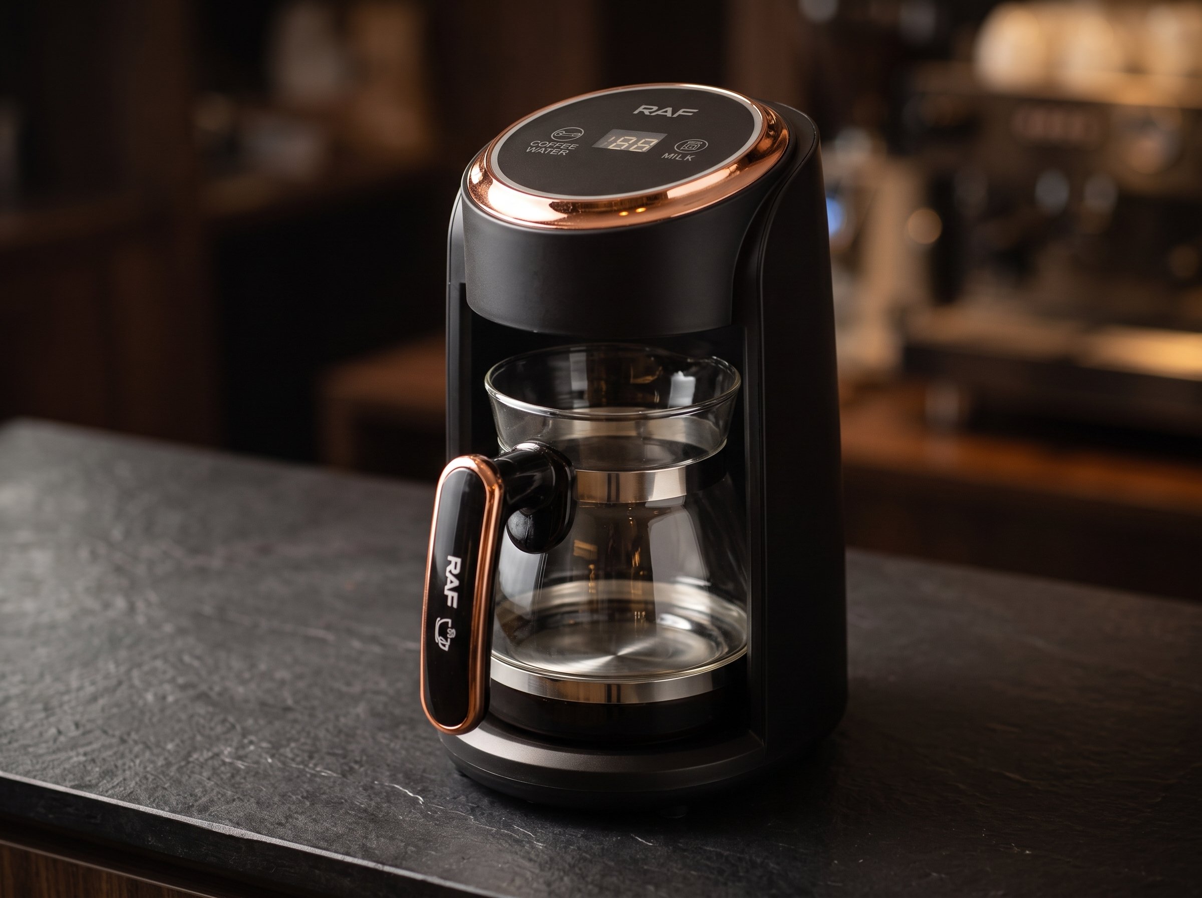 RAF Elektrisk Turkisk Kaffebryggare med Glaskanna (600W) – Multifunktionell Kaffekanna med Digital Display