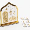 Ramadan Nedräkningskalender i Trä & Spegelguld (22 x 27 cm) – Bordskalender i Moskébåge - Bild 4