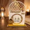 Ramadan Nedräkningskalender i Trä & Spegelguld – Bordskalender i Vit & Guld