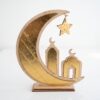 Ramadan Halvmåne & Moské Bordsdekoration i Trä med Guldaccent (27 x 30 cm) - Bild 2