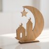 Ramadan Halvmåne & Moské Bordsdekoration i Trä med Guldaccent (27 x 30 cm) - Bild 4
