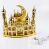 LED-Belyst Moskémodell för Ramadan i Guld med Halvmåne & Musik (22 x 19 cm) – USB & Batteridriven Bordsdekoration - Bild 5