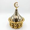 Orientalisk Serveringsskål med Lock & Halvmåne i Guld & Silver (18 cm) – Exklusiv Dadel- & Godisskål - Bild 2