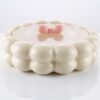 Serveringsskål med Transparent Lock i Molndesign (30 cm) – Söt Godisskål & Snacksskål i Vitt med Roterande Bas och Rosa Rosett - Bild 2